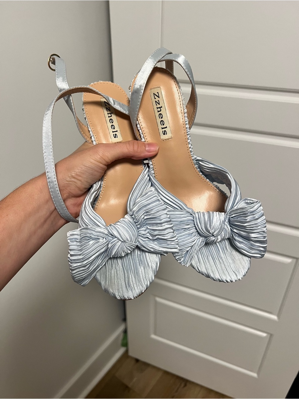 Baby Blue Pleated Bow Heels